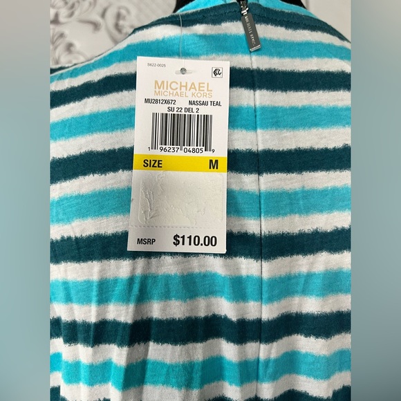 Michael Kors Nassau Teal Ikat Sleeveless Dress - Picture 5 of 8